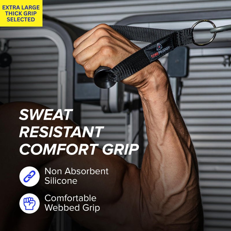 Core Prodigy Heavy Duty Exercise Handles Extra Large Size - Grip Attachments for Cable Machine Pulleys, Gym Equipment, Resistance Bands, and Weight Lifting (Fat/Thick) - Image 5